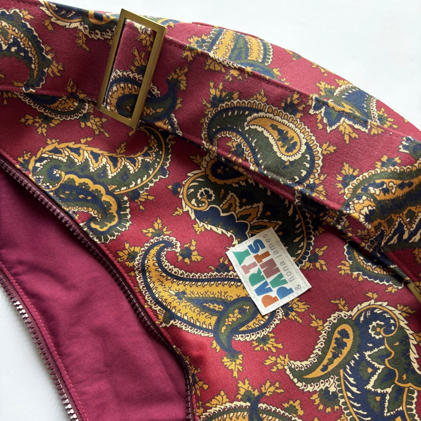 Burgundy paisley moon bag