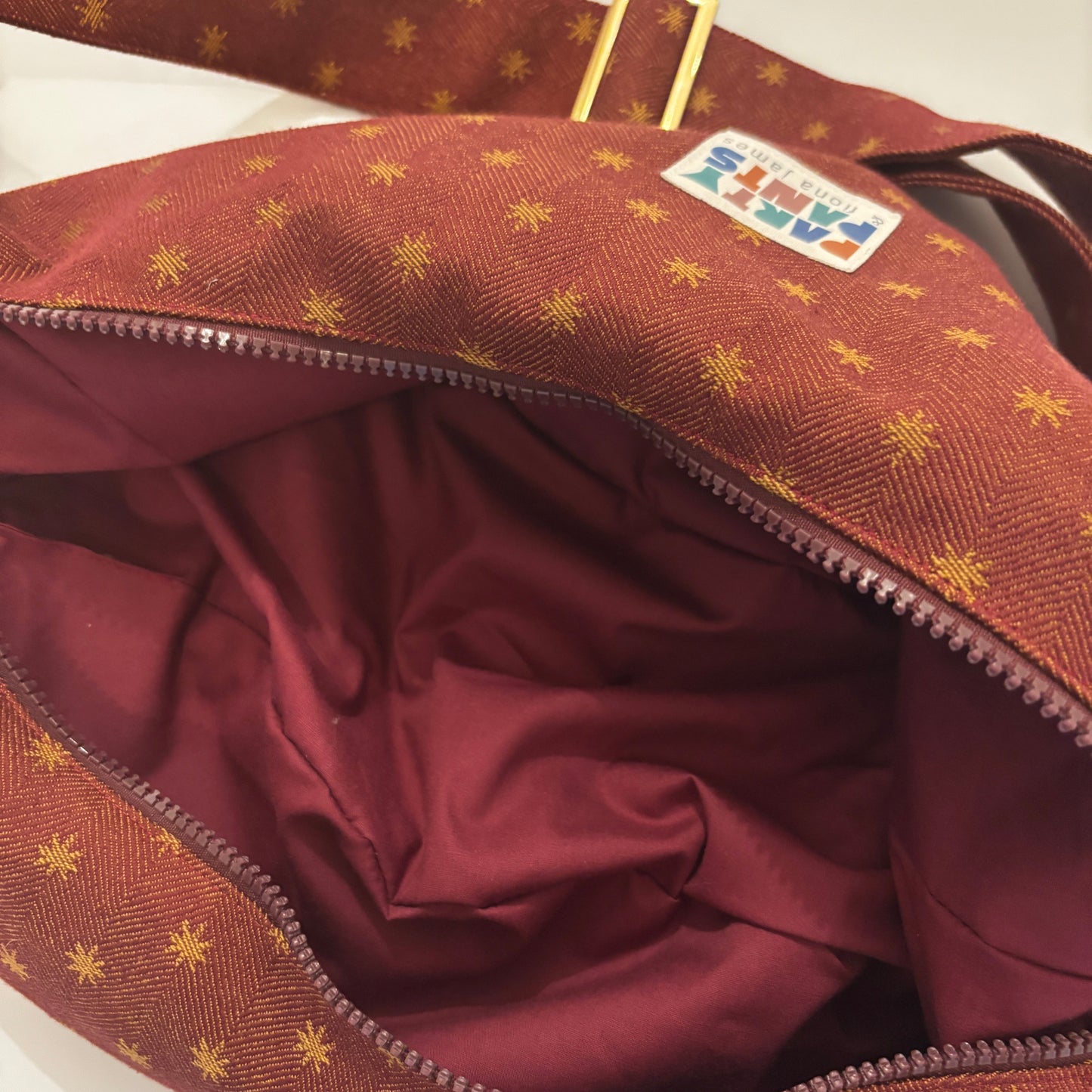 Burgundy stars moon bag