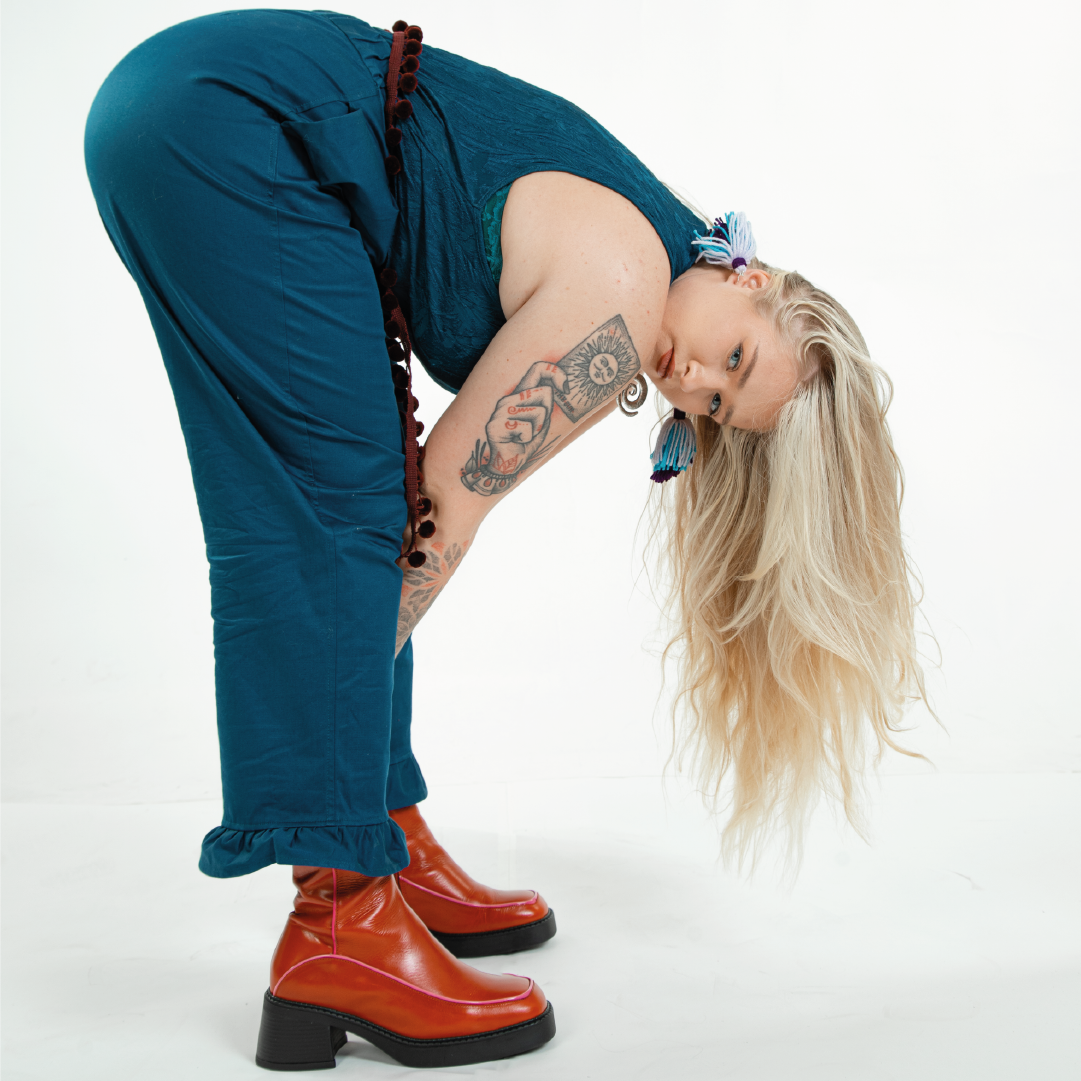 A photo of Robin modelling our 'For the frill of it' Party Pants