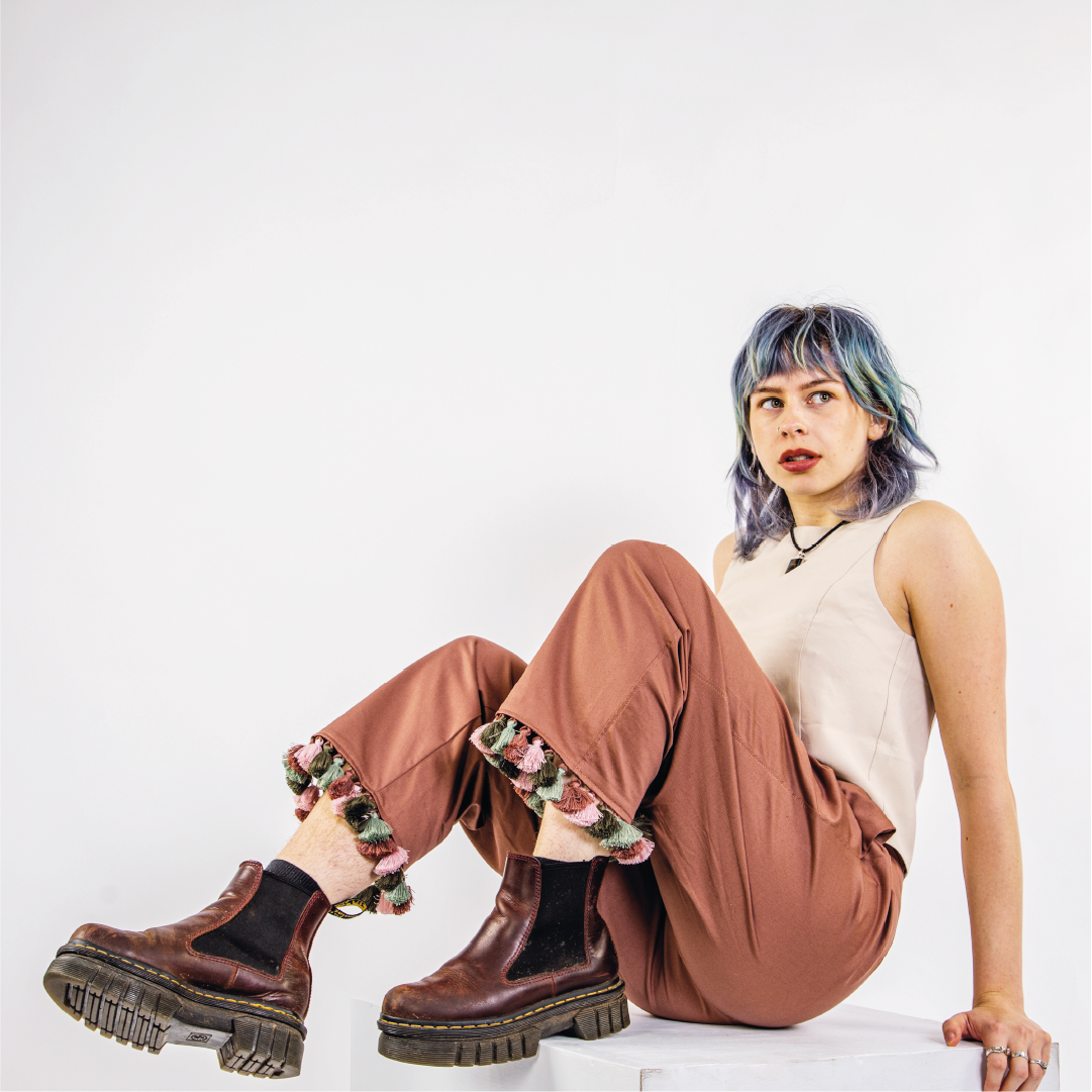 A photo of Amy modelling our 'Worth the tassel' Party Pants