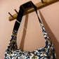 Blue and gold paisley moon bag