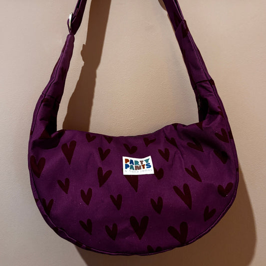 Burgundy heart moon bag