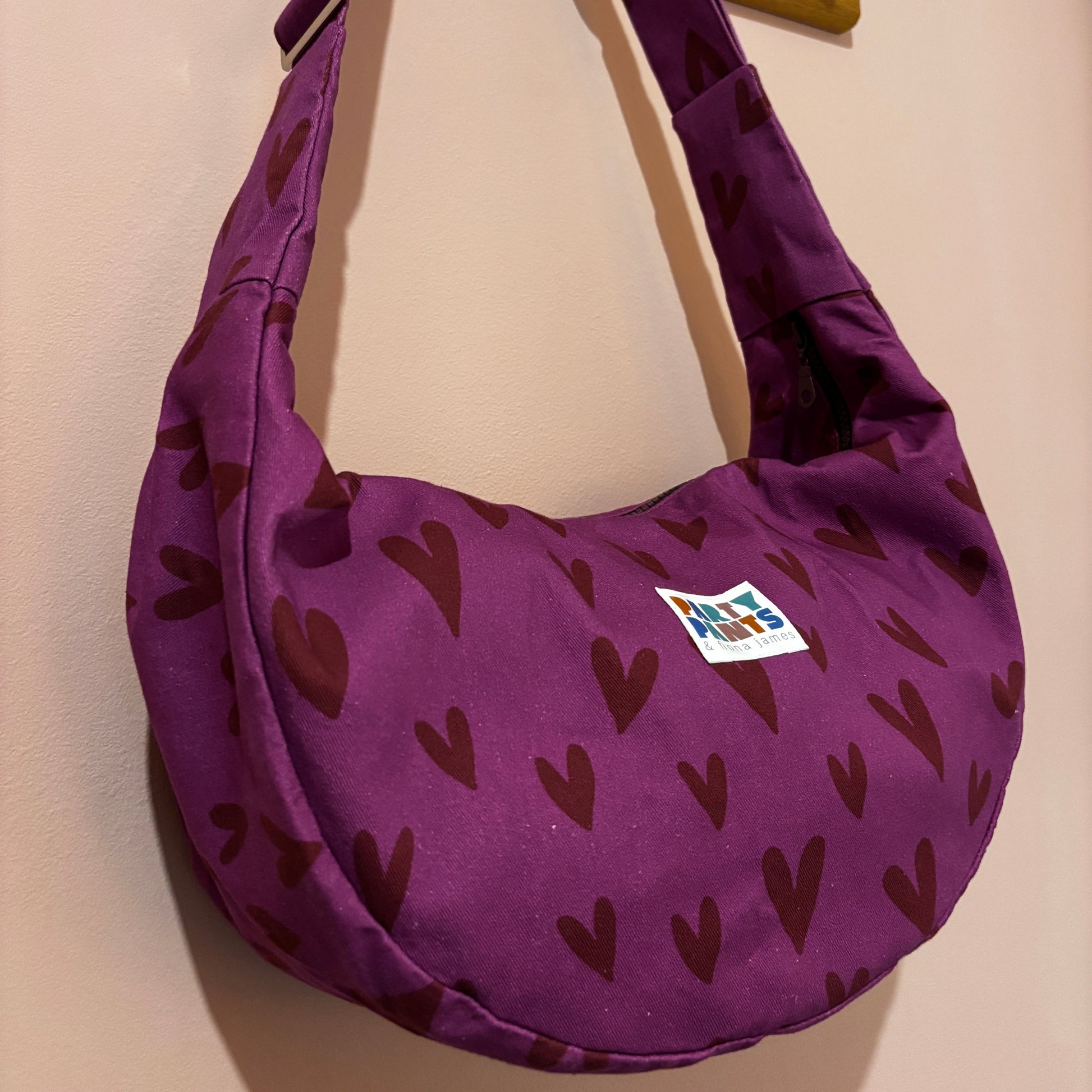 Burgundy heart moon bag