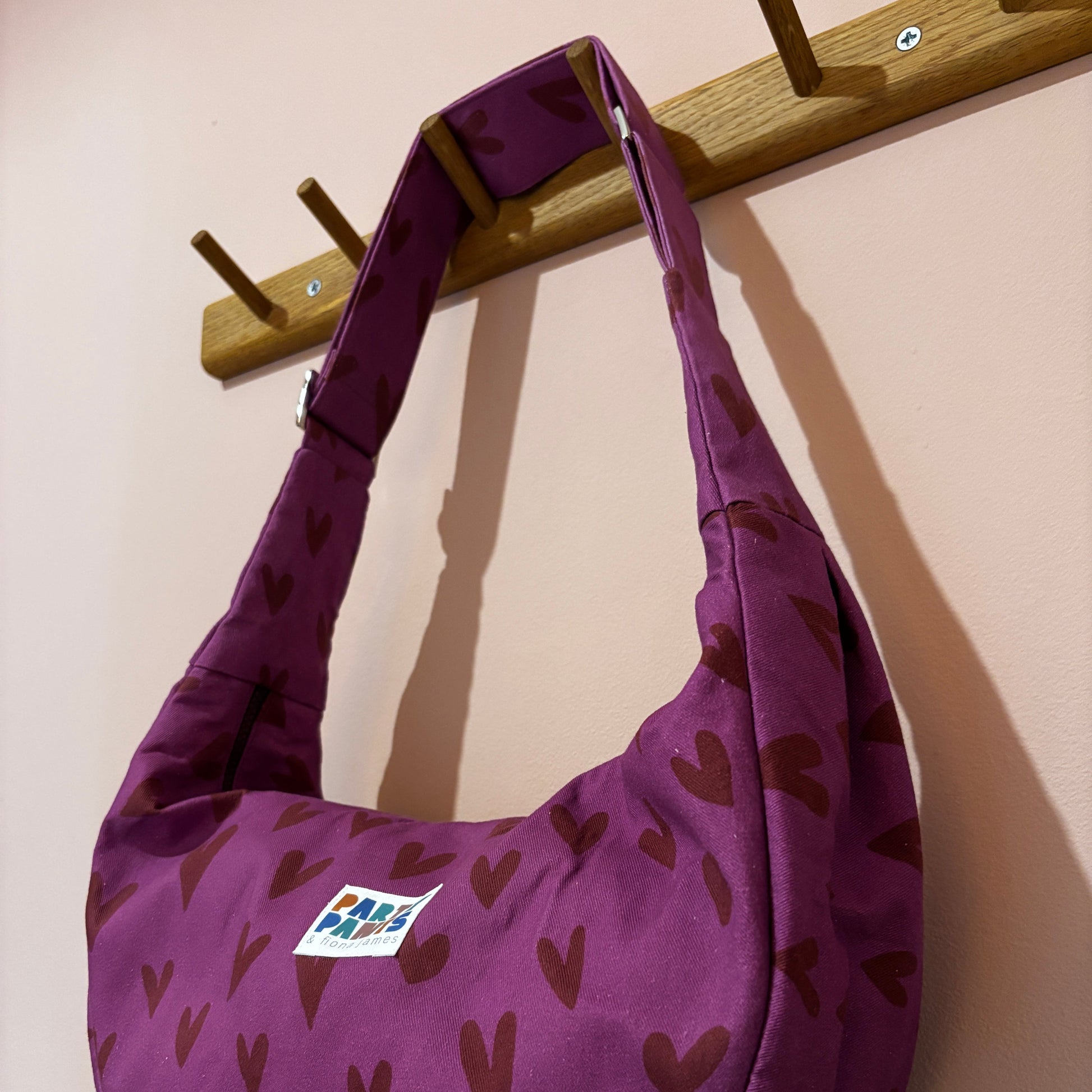 Burgundy heart moon bag