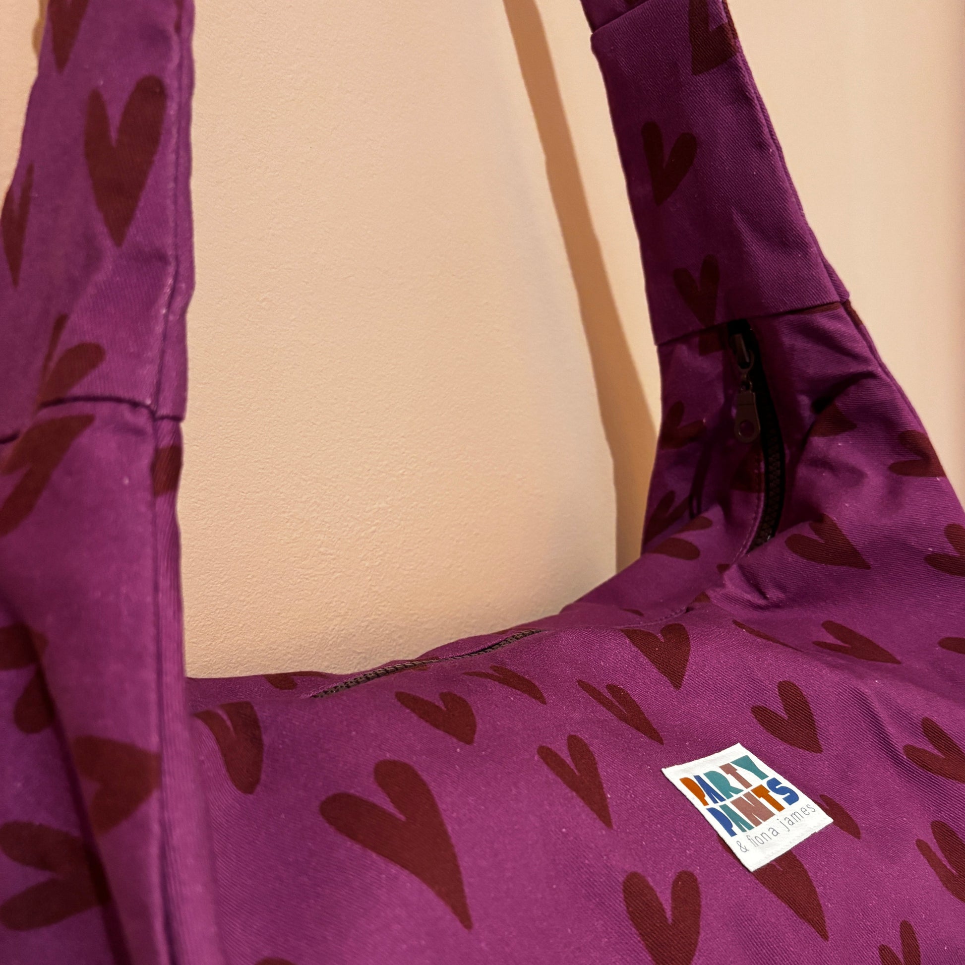 Burgundy heart moon bag