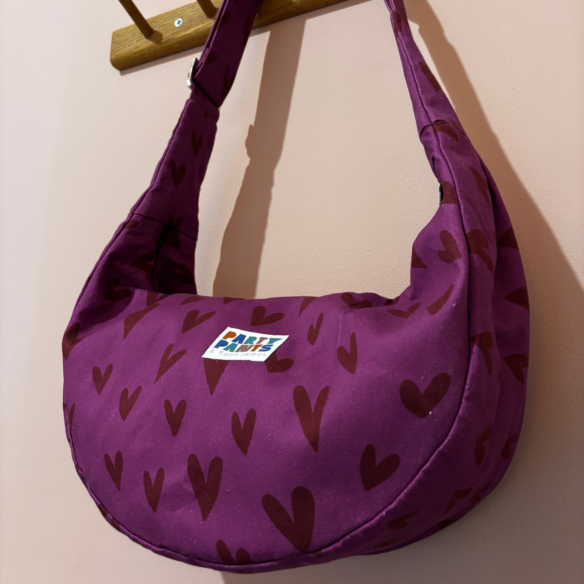 Burgundy heart moon bag