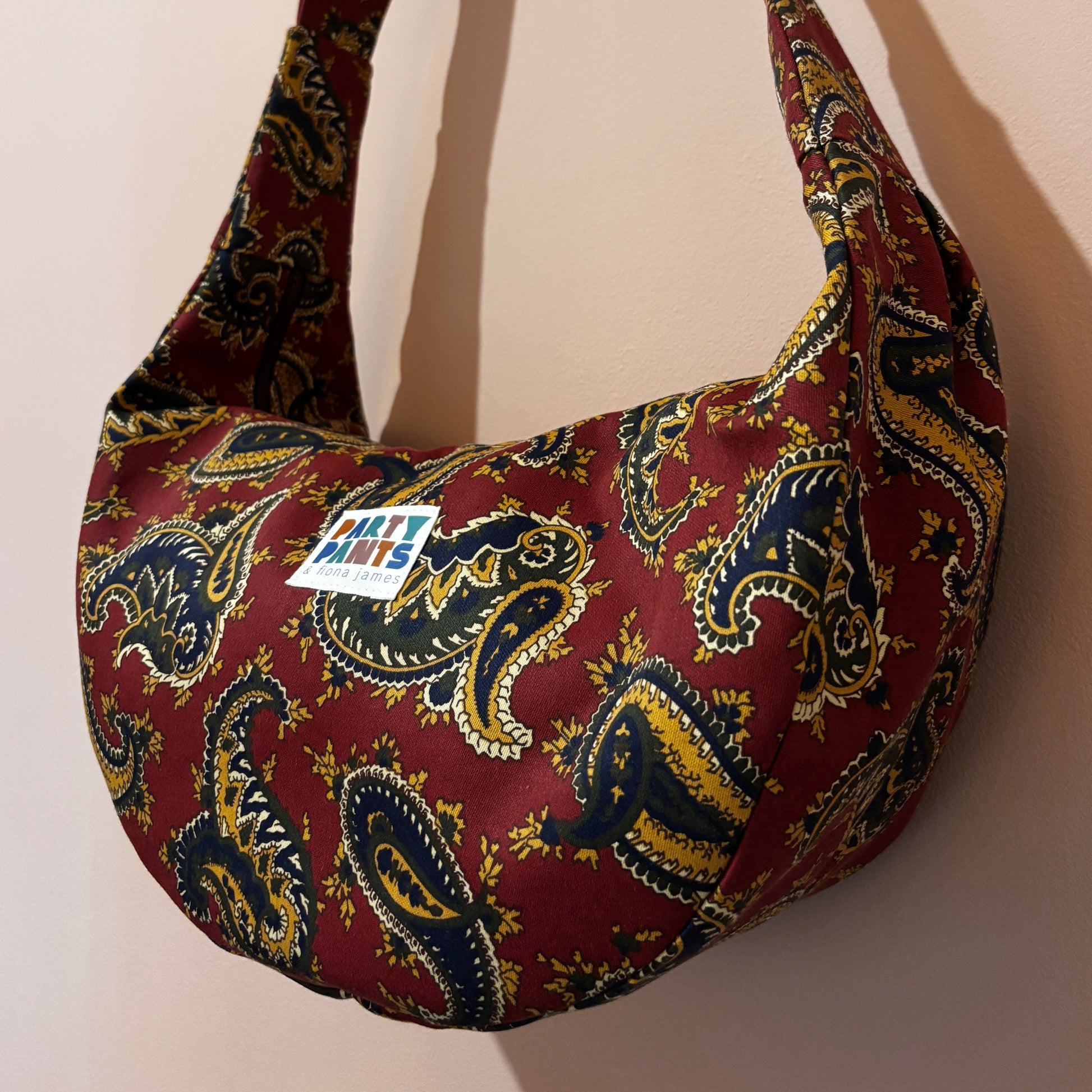 Burgundy paisley moon bag