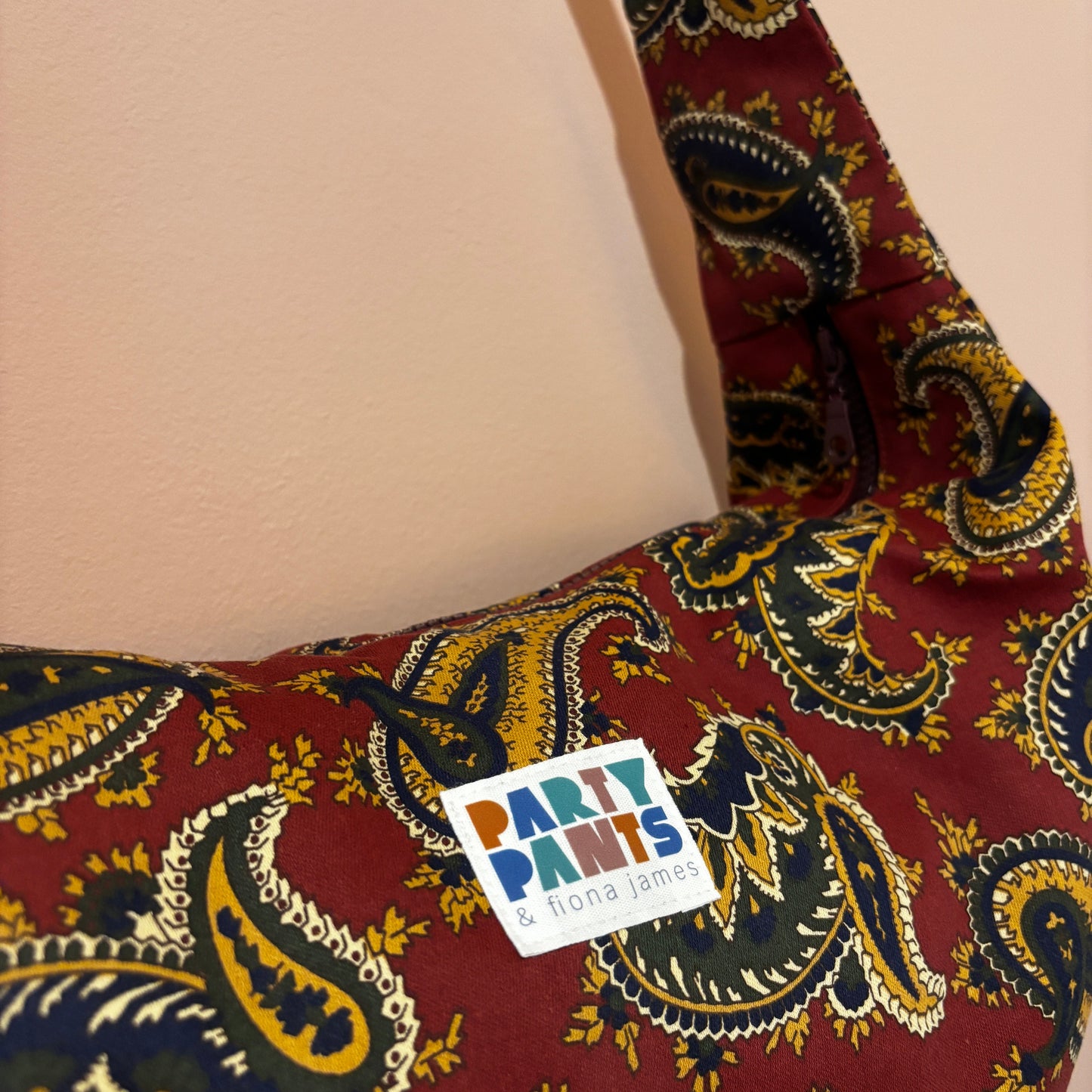 Burgundy paisley moon bag