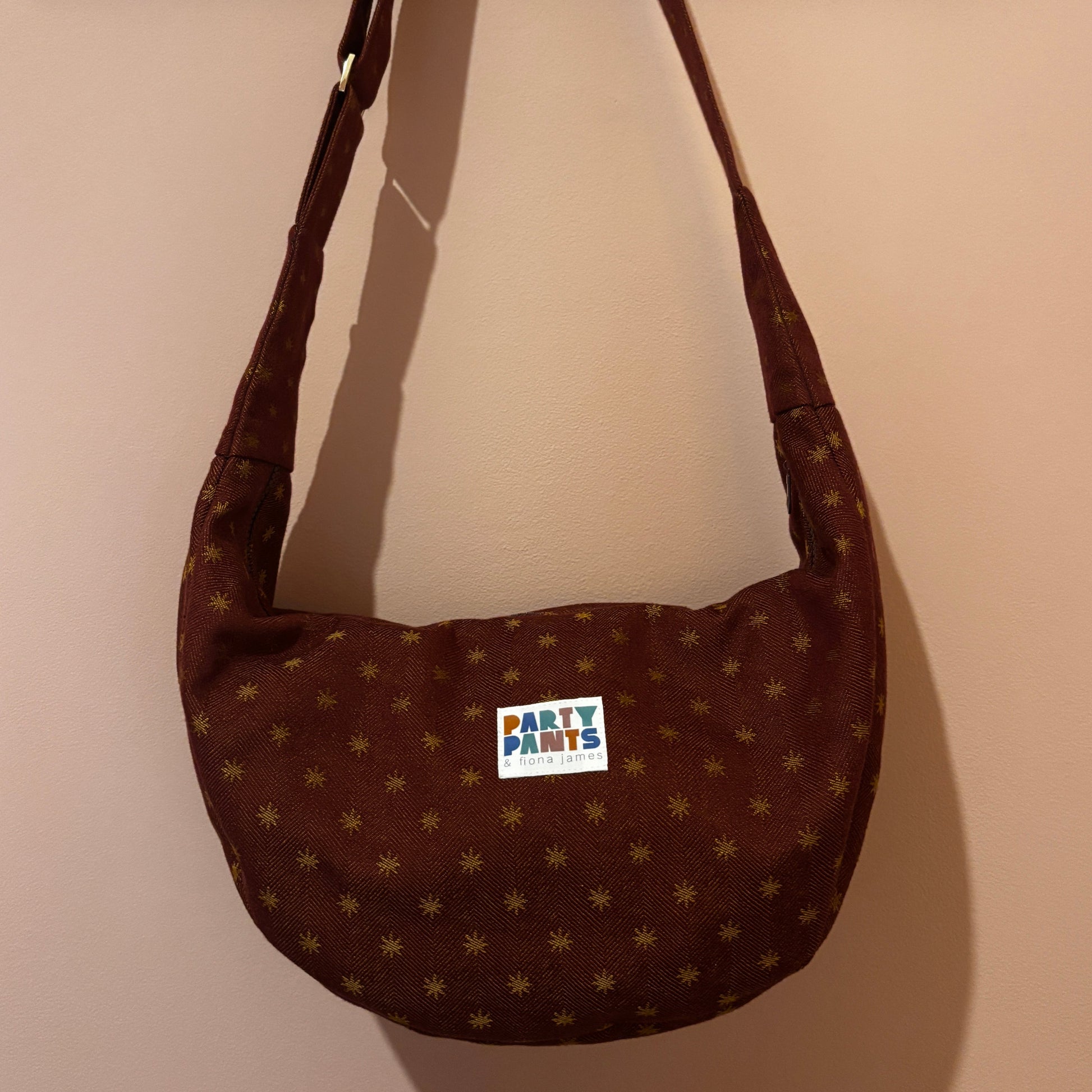 Burgundy stars moon bag