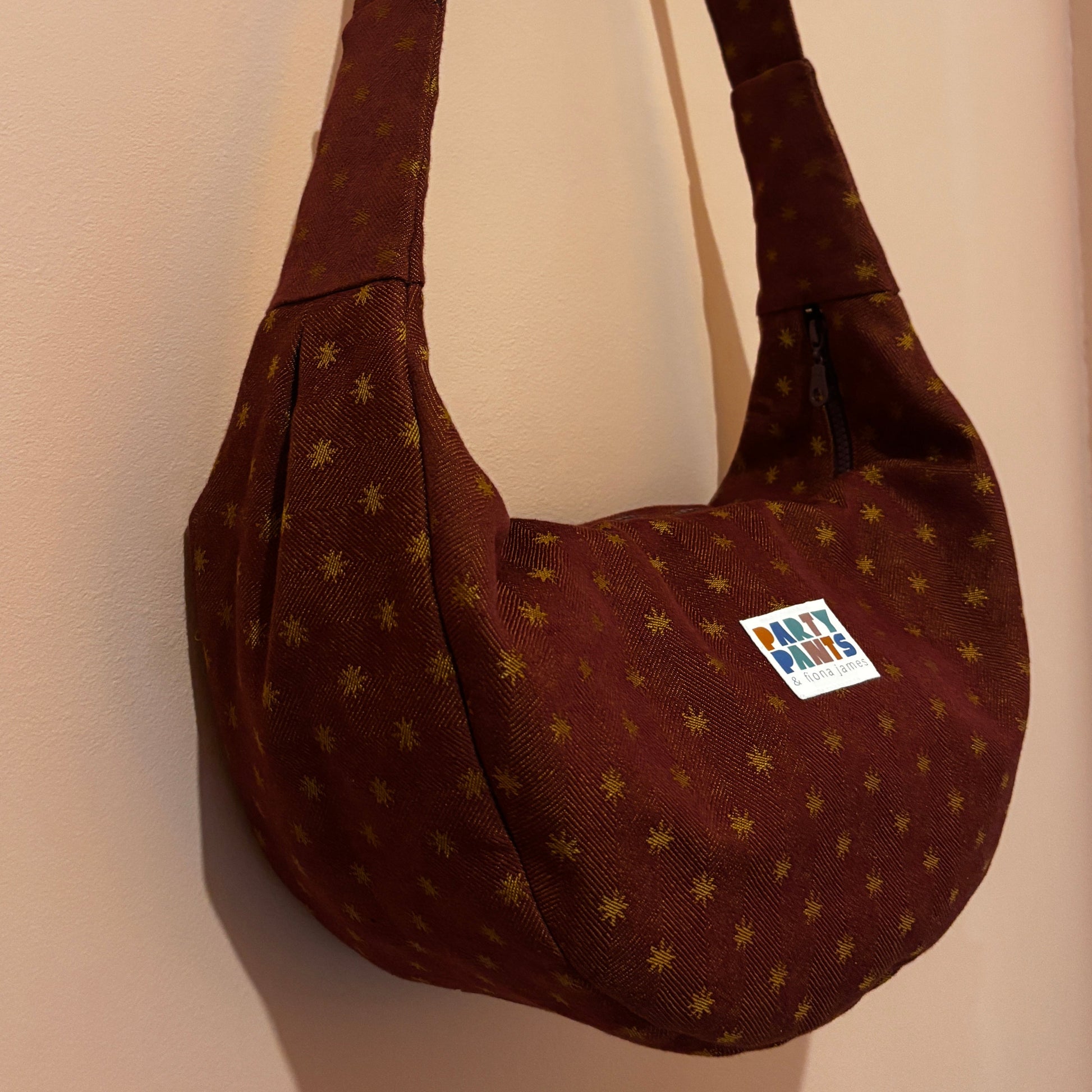 Burgundy stars moon bag