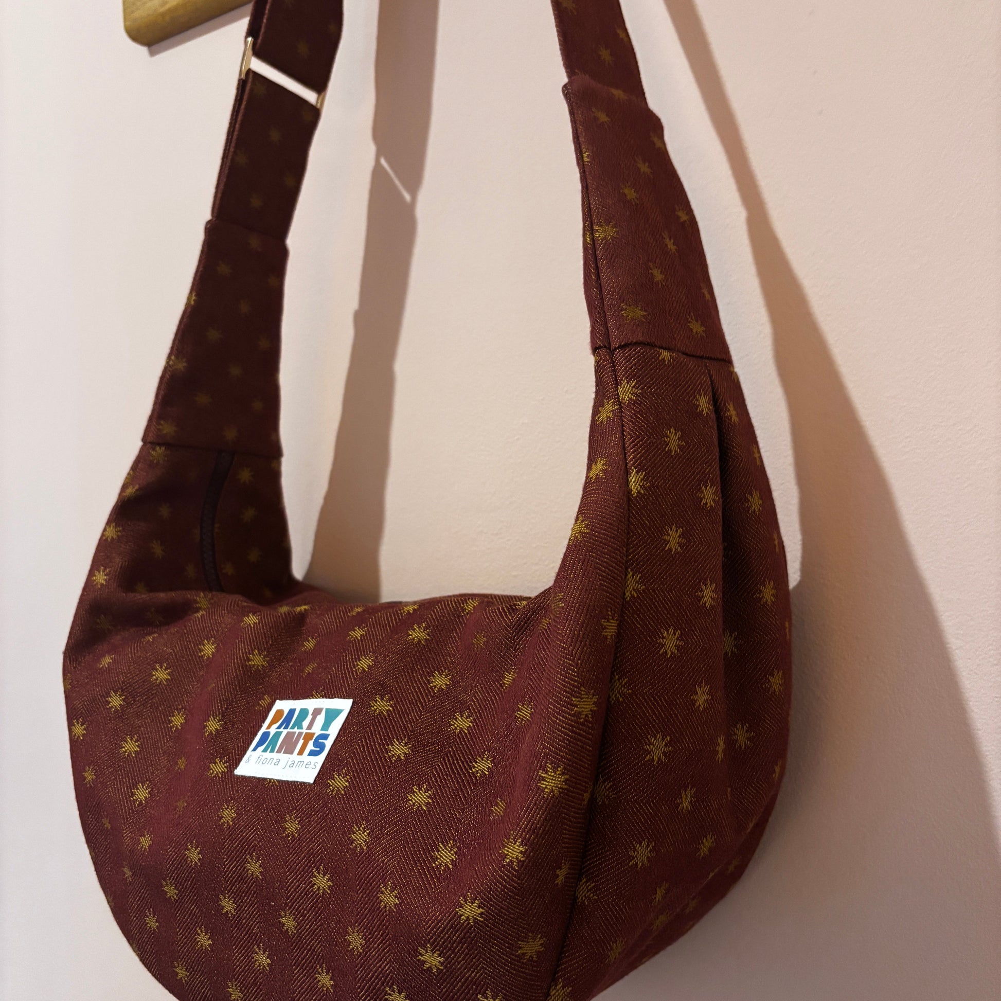 Burgundy stars moon bag