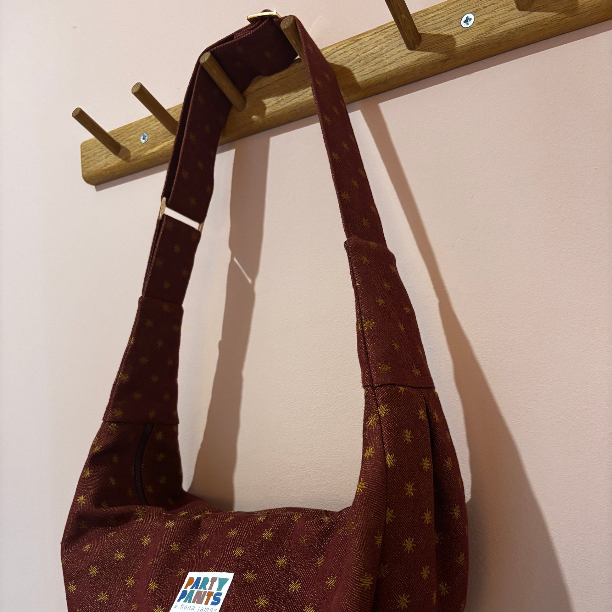 Burgundy stars moon bag