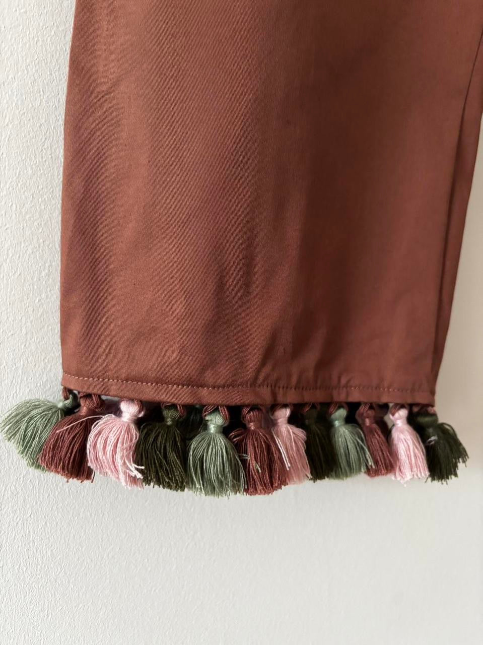 Pink trousers with tassels 8