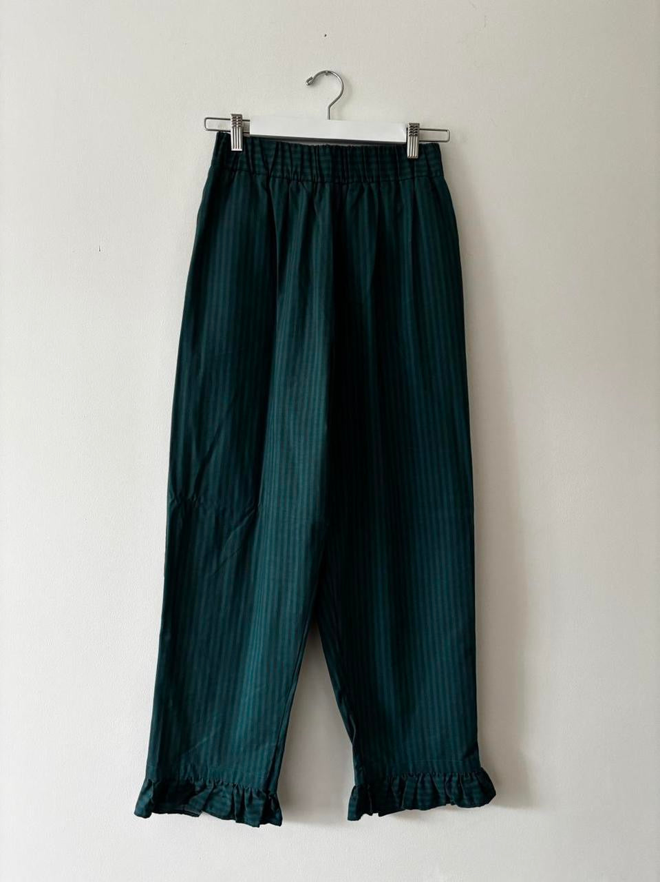 Green stripe trousers with frill 12