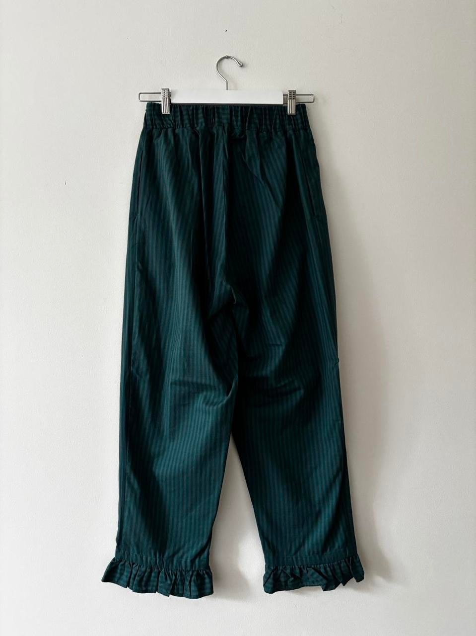 Green stripe trousers with frill 12