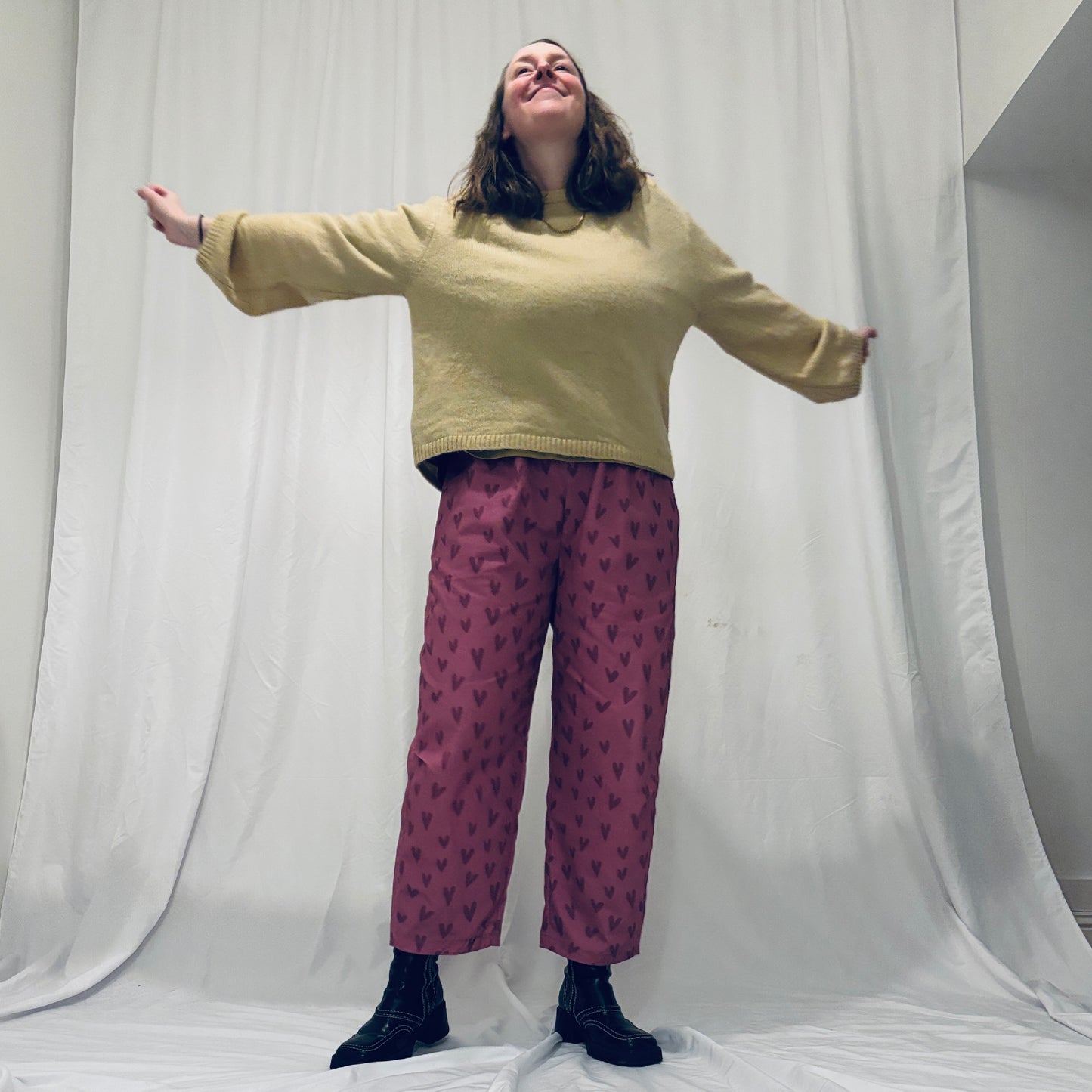 Heart barrel-leg trousers