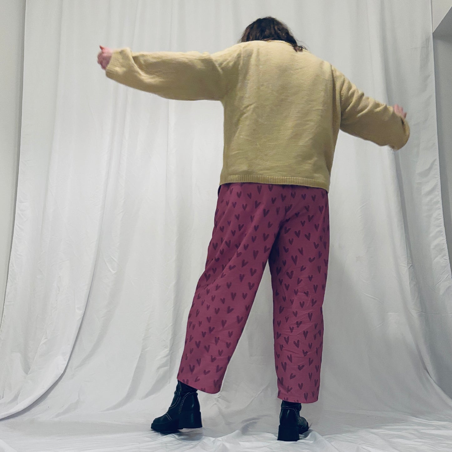 Heart barrel-leg trousers