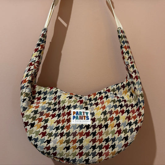 Multicoloured dogtooth moon bag