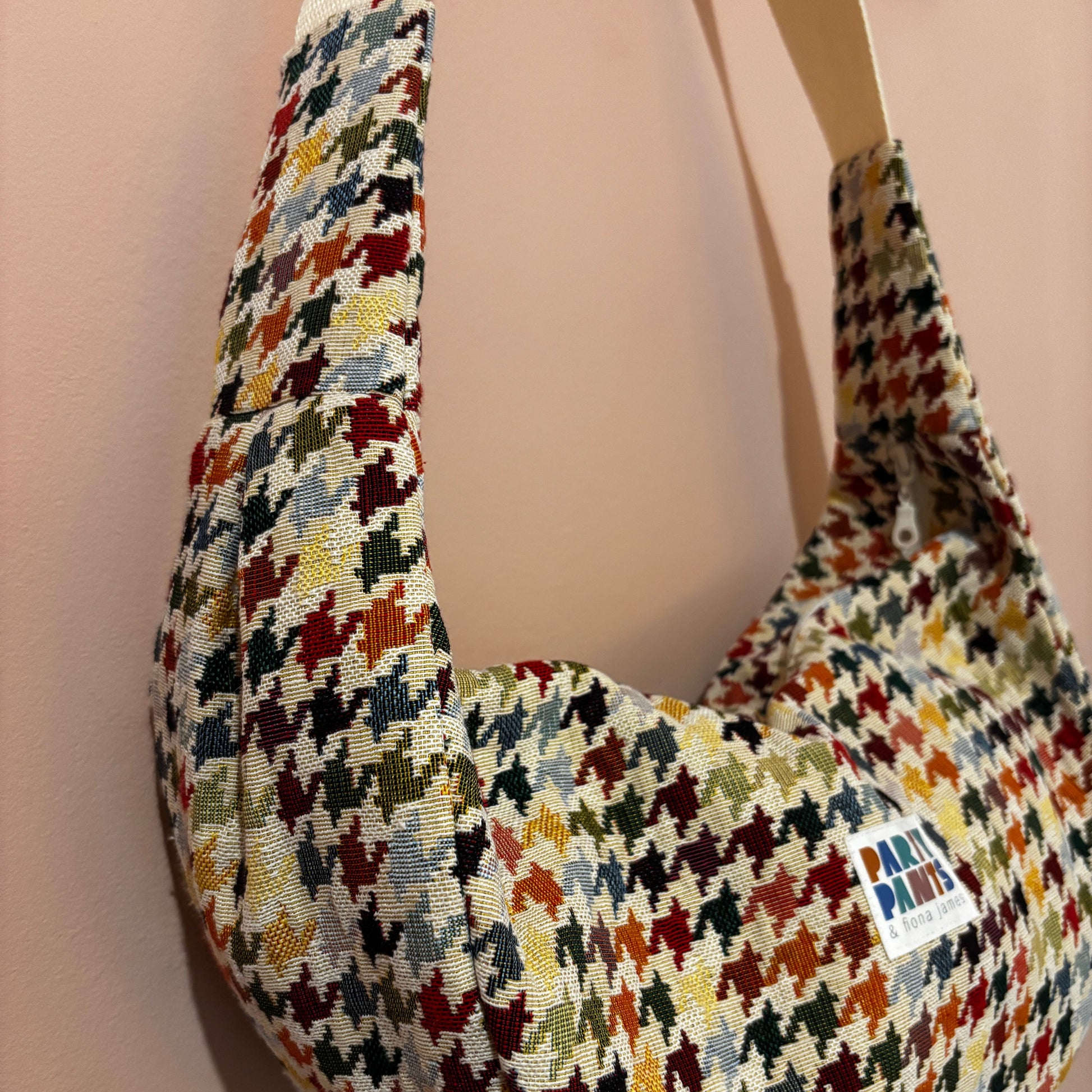 Multicoloured dogtooth moon bag