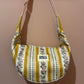 Yellow and pink floral stripe moon bag