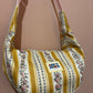 Yellow and pink floral stripe moon bag